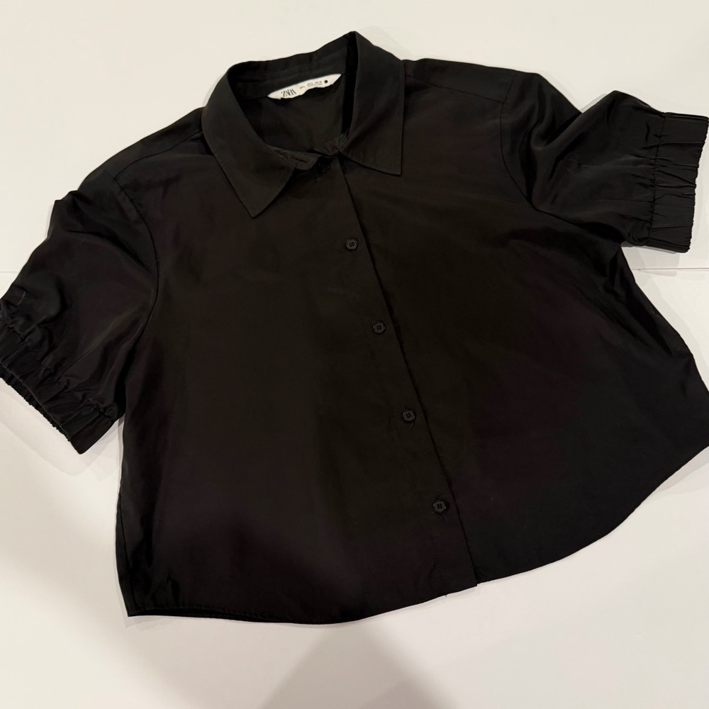 Zara Black Short Sleeve Blouse